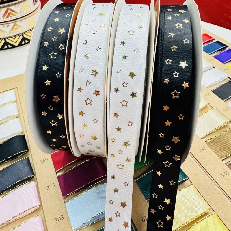 1.6cm transfronterizo estampado en caliente cinta caja de regalo DIY hecha a mano accesorios de decoración de vacaciones fábrica directa