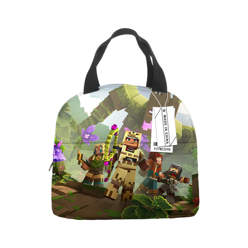 Minecraft ランチバッグ漫画アニメーション小中学生食事バッグ子供用アイスバッグ屋外食事バッグポータブルランチボックスバッグ|undefined