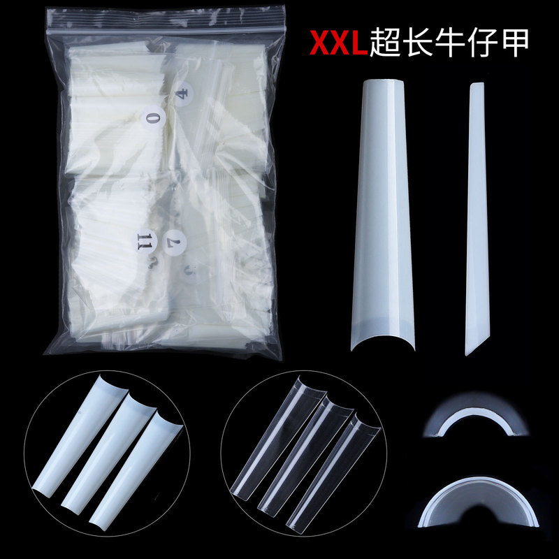 Cross-border new XXL Denim nail piece European and American French fake nail natural color 504 piece bag nail piece
