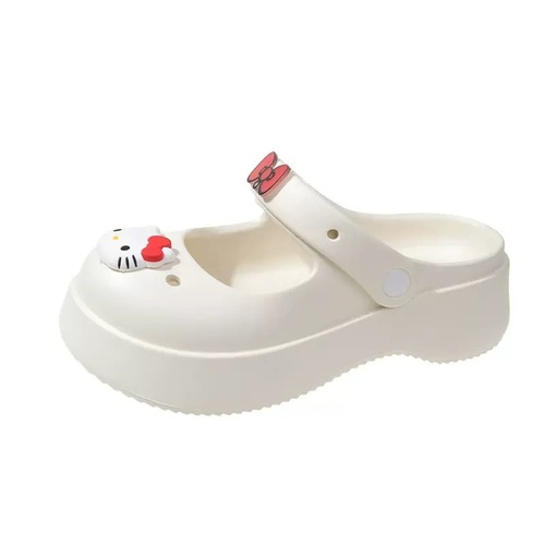Mary Jane Cute Hole Shoes Women  Summer New Outer Wear Thick Sole Girly Cartoon Cap Slippers