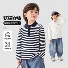 右欧男童polo衫春秋款宝宝长袖T恤2026新款上衣童装儿童衣服秋装