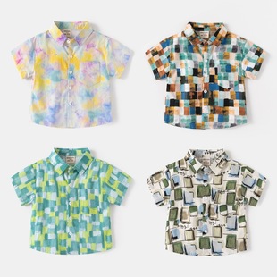 Children's Short-Sleeved Shirt 2025 New Style Boys' Digital Printed Small Shirt Baby Loose Casual Top Dropshipping
