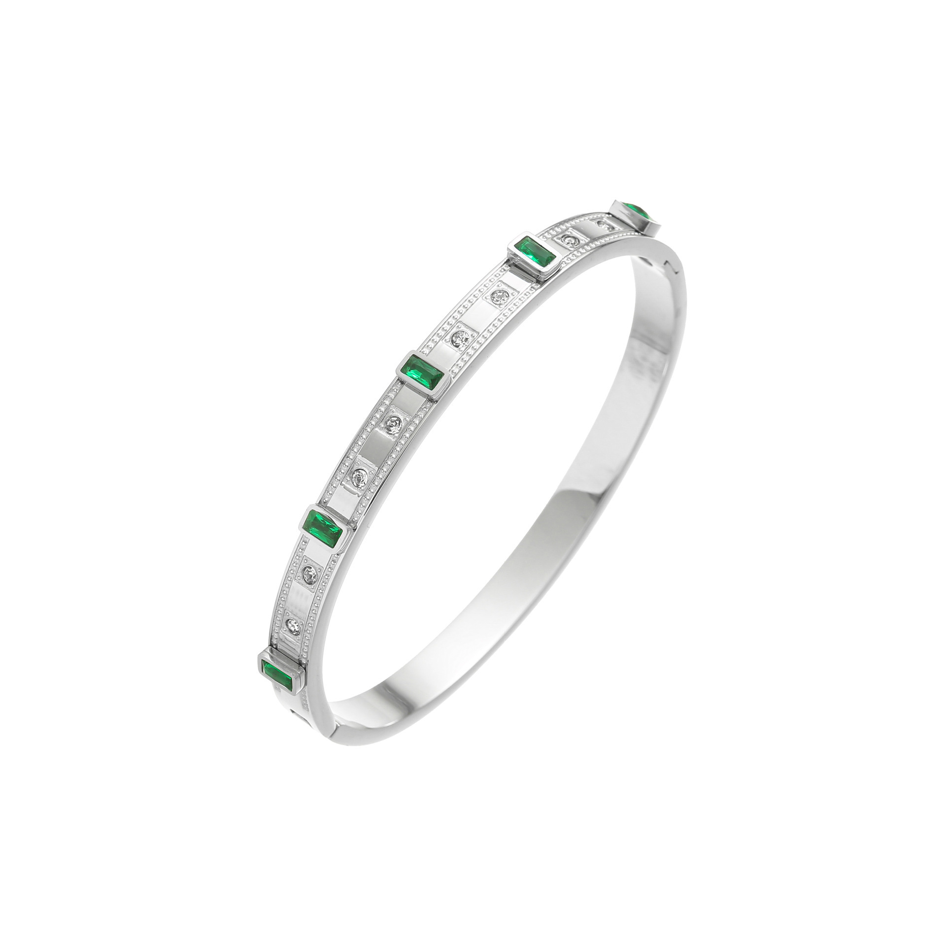 All Seasons Season IG Style Shiny Geometric Titanium Steel Gem Zircon Bangle In Bulk