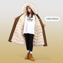新款派克服羽绒服可拆卸鹅绒内胆狐狸毛领过膝长款加厚女皮草大衣