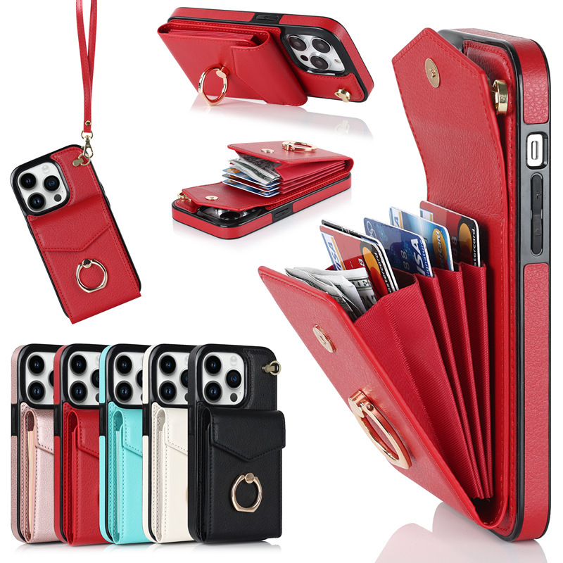 Leder Handyhülle Mit Ringhalter Und Kartenfach Für Das Iphone_voghion.com