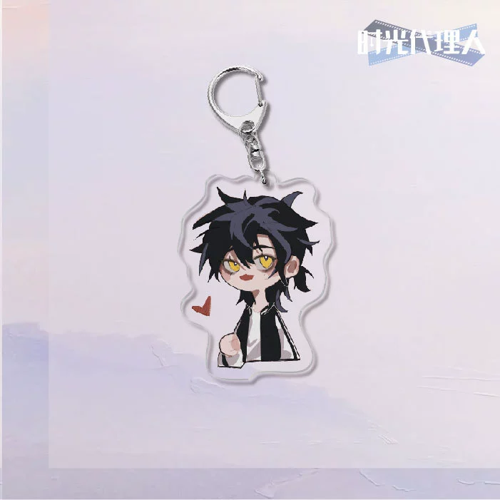  Keychain Time Agent double-sided acrylic key buckle, 6 cm cute campus creative gift