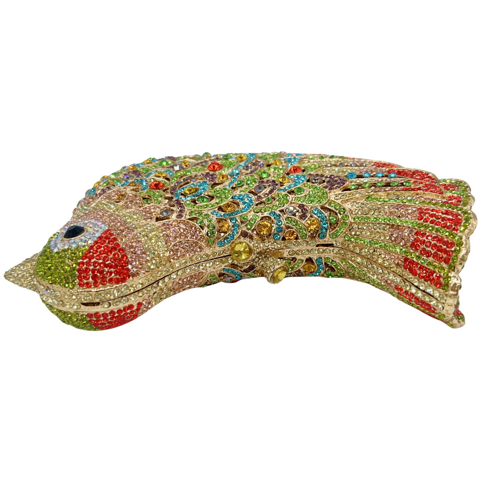 Túi clutch nữ hình chim bồ câu hòa bình đính kim cương rỗng handmade — Màu sắc hình ảnh chi tiết 3