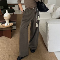 气质减龄高腰阔腿裤2025秋季新款宽松休闲松弛感直筒裤女
