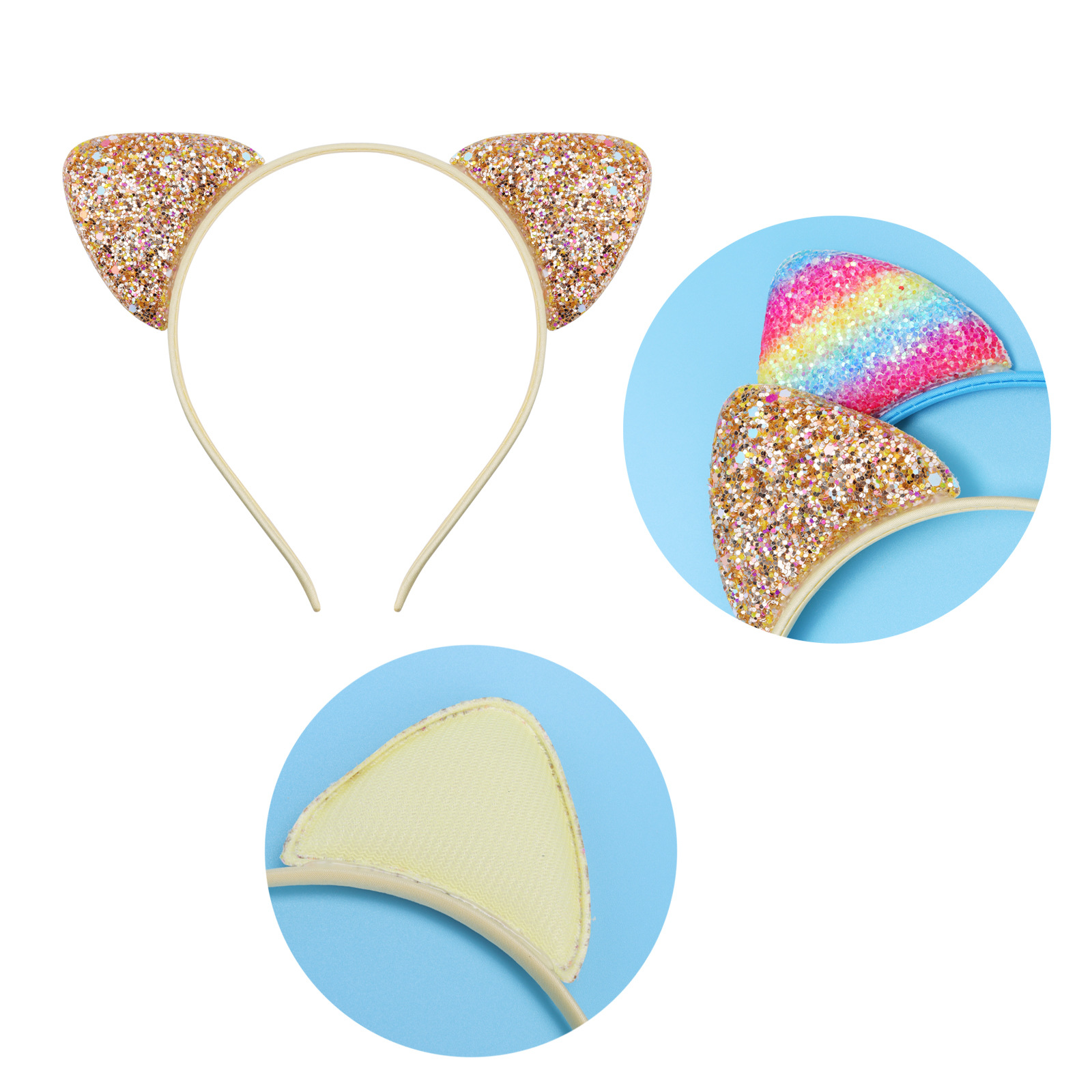 Cute Cat Ears Cloth Sequins Hair Band 1 Piece display picture 6