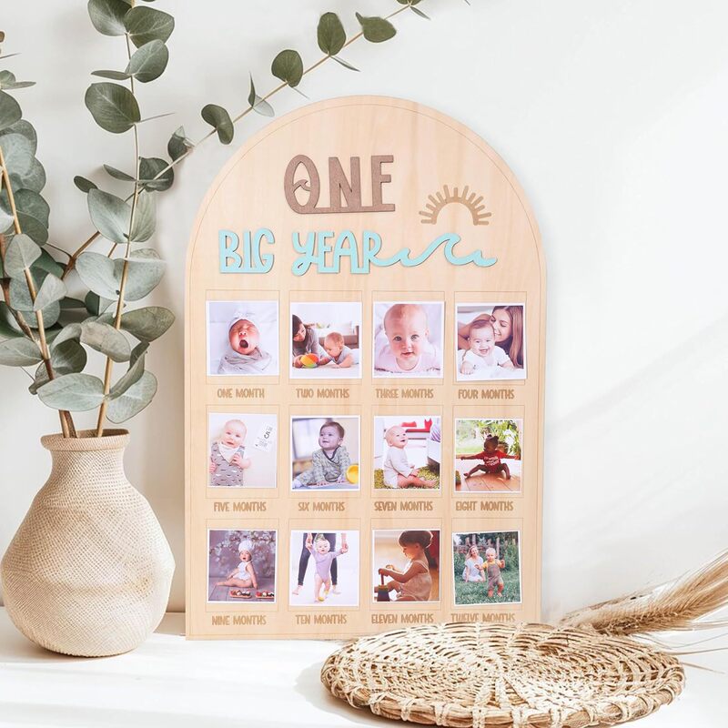 Cross Border One Year Old Photo Board, 12 Months Picture Milestone Board, My First Year Board, Birthday Decoration