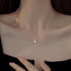 S925純銀真珠ネックレス女性ins小衆デザイン軽贅沢風高級感シンプル通勤鎖鎖