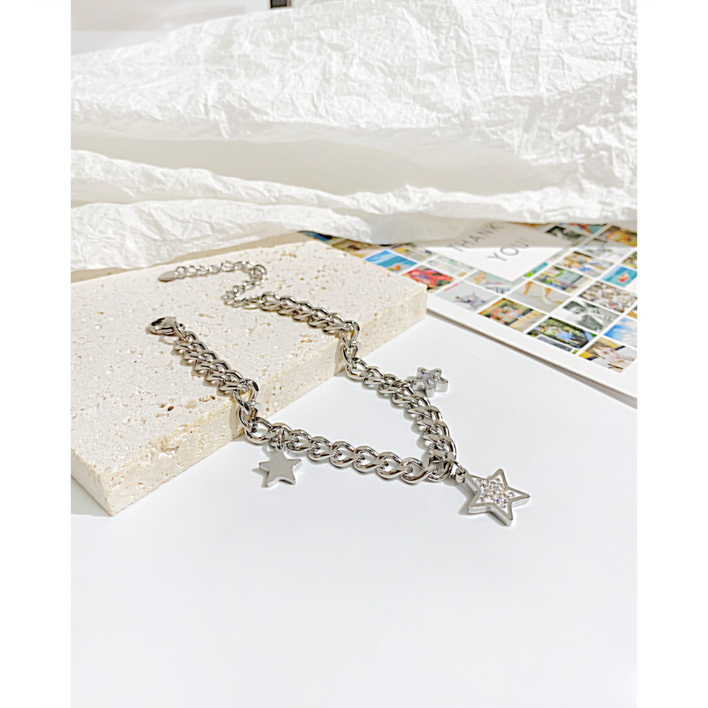 Simple Style Star Stainless Steel Inlay Zircon Bracelets 1 Piece
