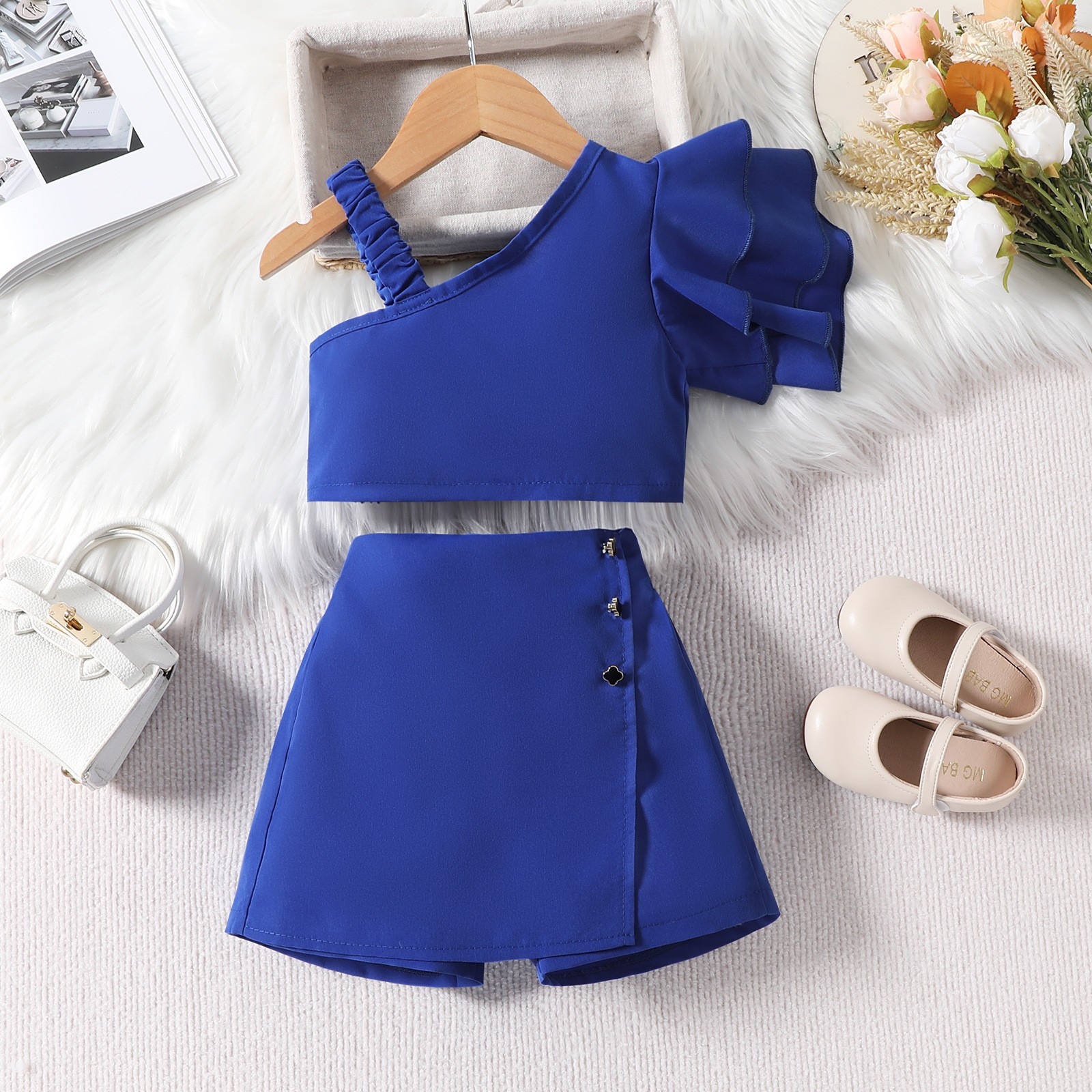 132g Weight Kids Clothing Sets Children's Clothing Type Sleeveless Sleeve Length Cotton, Polyester Fabric Type Pants Sets Sets Type 2 Pieces Set Quantity Holiday, Daily, Selfie Occasion Collarless Neckline Regular Fit Fit Type Solid Color Pattern 2025 Spring and Summer Season Girl'S Gender Casual, Elegant, Simple Style Style Casual Elegant Simple Style Solid Color Cotton Polyester Girls Clothing Sets 1