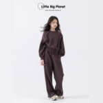 童装秋冬休闲套装男女童潮流韩版宽松休闲运动两件套纯色套头卫衣