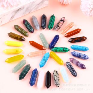 Amazon Natural Stone Double-pointed Hexagonal Column Semi-precious Stone Bare Stone Natural Stone Polished Column Crystal Stone