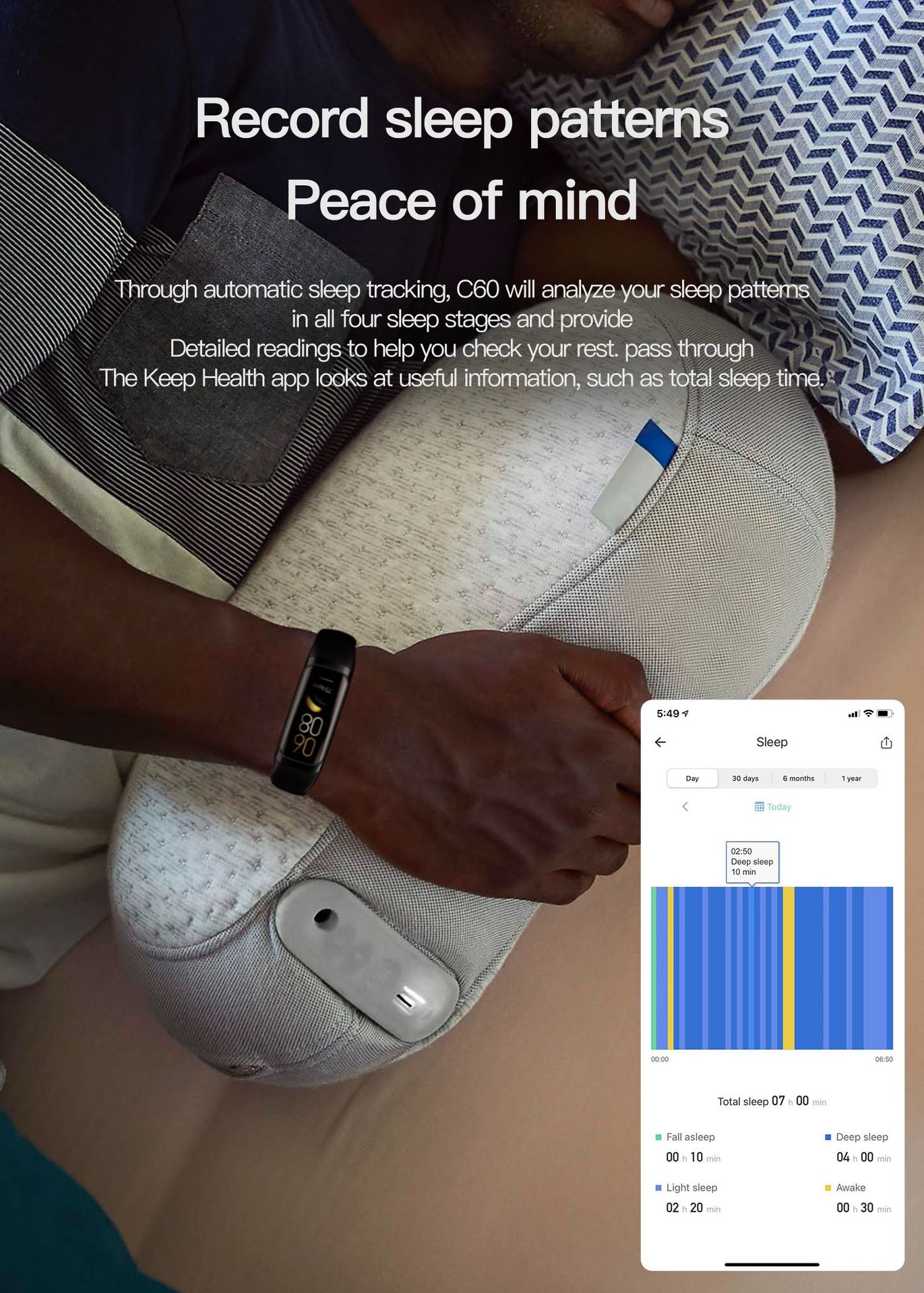 Cross-border C60 smart bracelet 1.1 "AMOLED HD temperature heart rate blood pressure blood oxygen measurement sports watch undefined