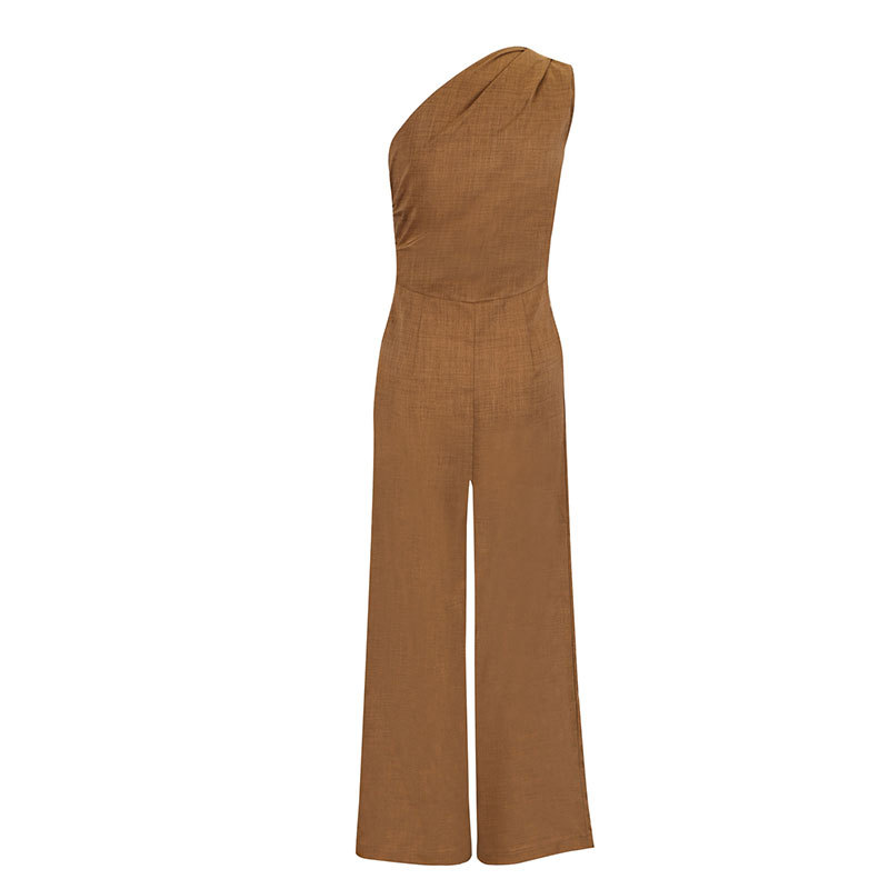 AD545 Amazon transfronterizo nueva moda sexy hombro inclinado cintura temperamento elegante piernas anchas cómodas unidas mujeres
