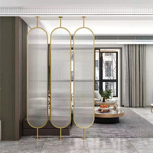 Ultra-White Glass Screen Partition for Living Room, Folding Entrance, Dining Room, Mobile Floor-Standing, Punch-Free Partition Decoration