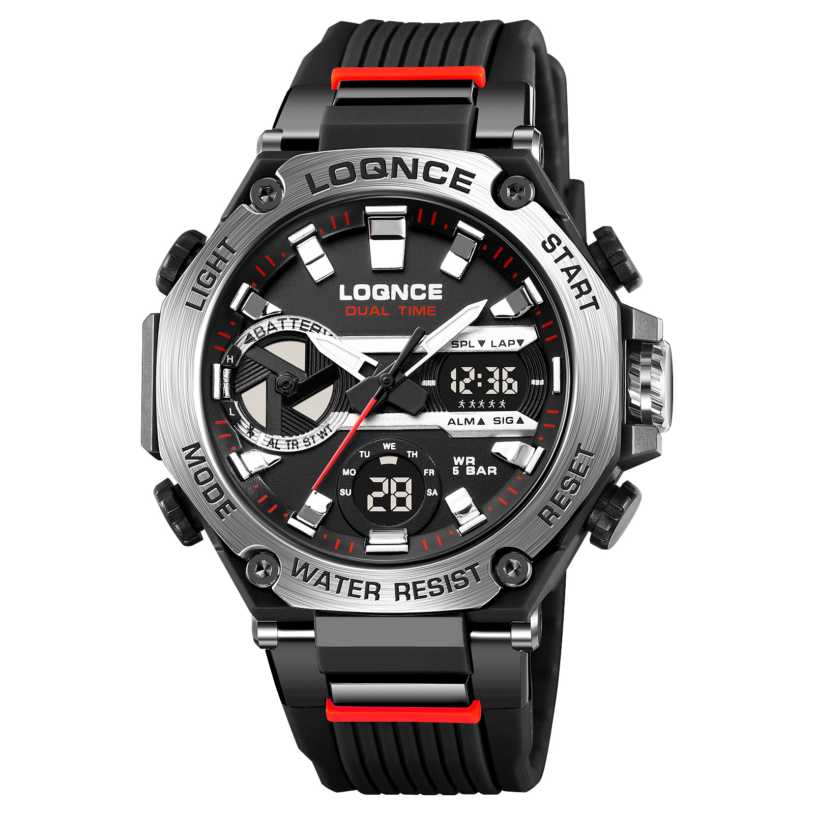 LOQNCE deportes colorido luminoso reloj electrónico impermeable reloj de estudiante multifuncional fresco octogonal Shell Cross-Border Watch