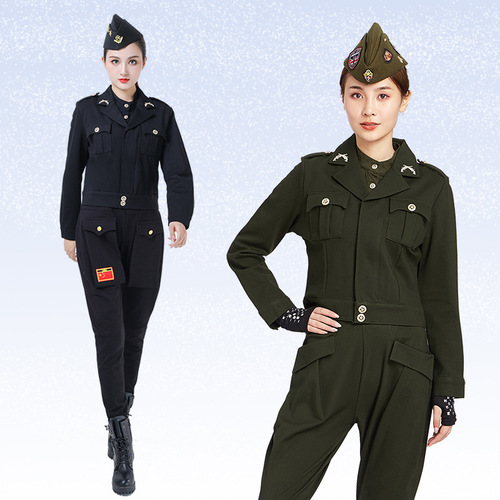Spring Collection Sailor Dance Outfit: Black Short Jacket, Women's Retro Roman Cotton Lenin Suit, Performance Wear