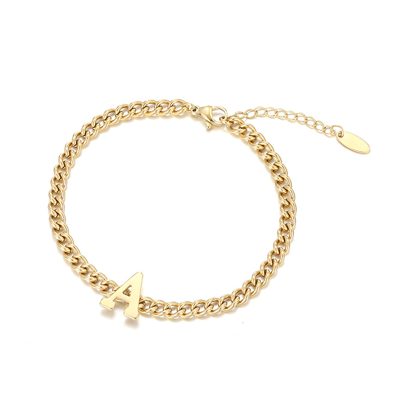 Xuping Europa y los Estados Unidos acero inoxidable transfronterizo chapado 14k simple pulsera de letras de alta calidad estilo personalidad joyas de mano para mujeres