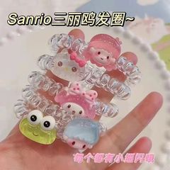 夏日清新閃粉透明kt貓電話線發圈日系同款ins可愛甜美少女發繩