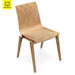 虎一家具北欧家用实木餐椅办公司食堂餐饮店靠背椅弯板曲木白蜡木