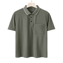 爸爸男士短袖t恤翻领polo衫新款夏季中老年宽松男装上衣纯色口袋