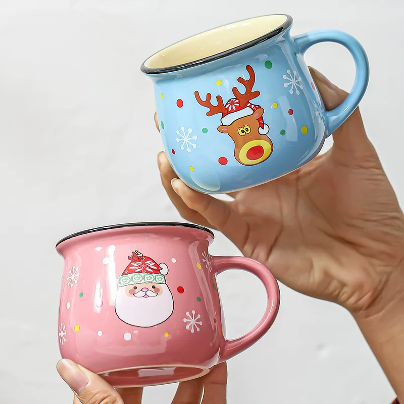 Керамическая кружка Christmas, милый олень, водяная кружка дома для студента, кофейная кружка в мультфильме, Рождество