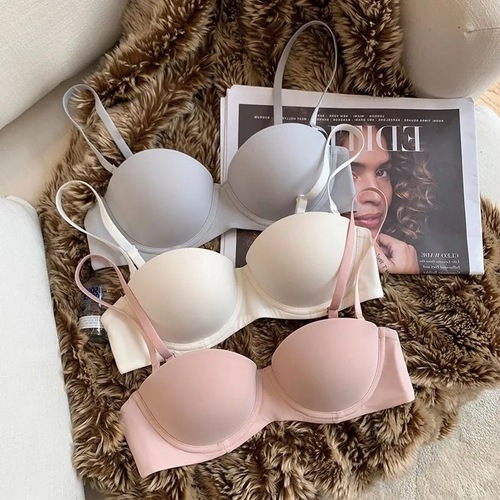 Foreign trade half-cup underwired large-breasted women's underwear women's glossy seamless adjustable sexy bra