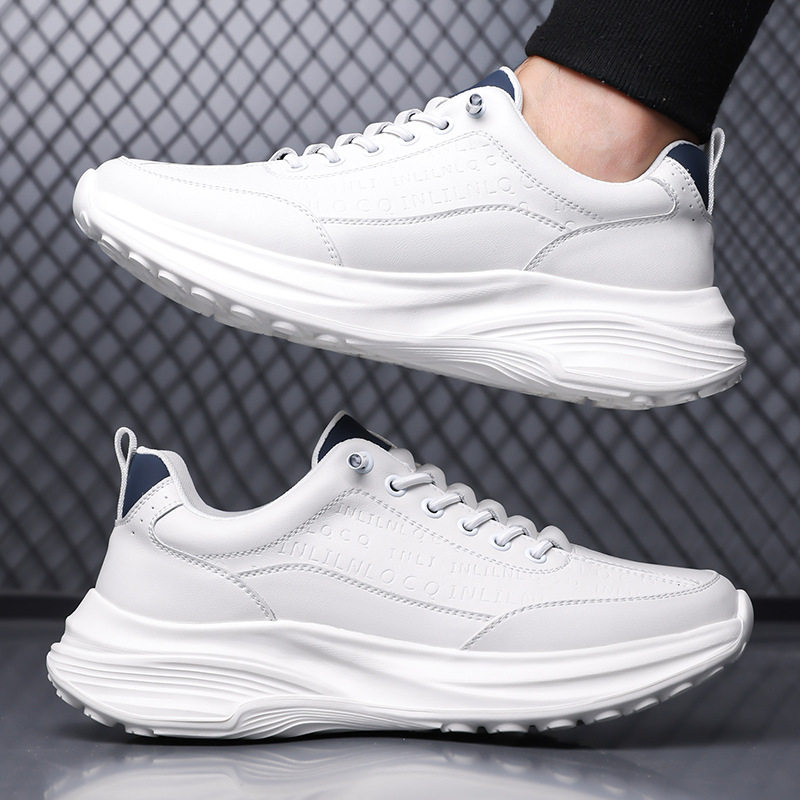 Giày thể thao nam da lộn nhẹ đế mềm phong cách casual, gót 3–5 cm — H6609 màu trắng, H6609 màu đen