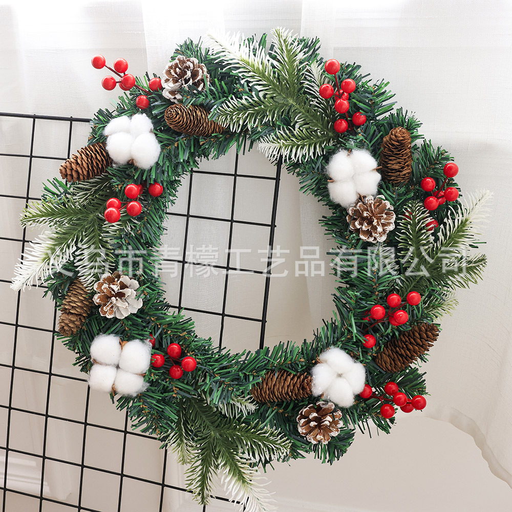 Nuevas guirlas de pino de Navidad vinas de Navidad decoración de fruta roja hecha a mano PVC guirlas de Navidad decoración de fiestas