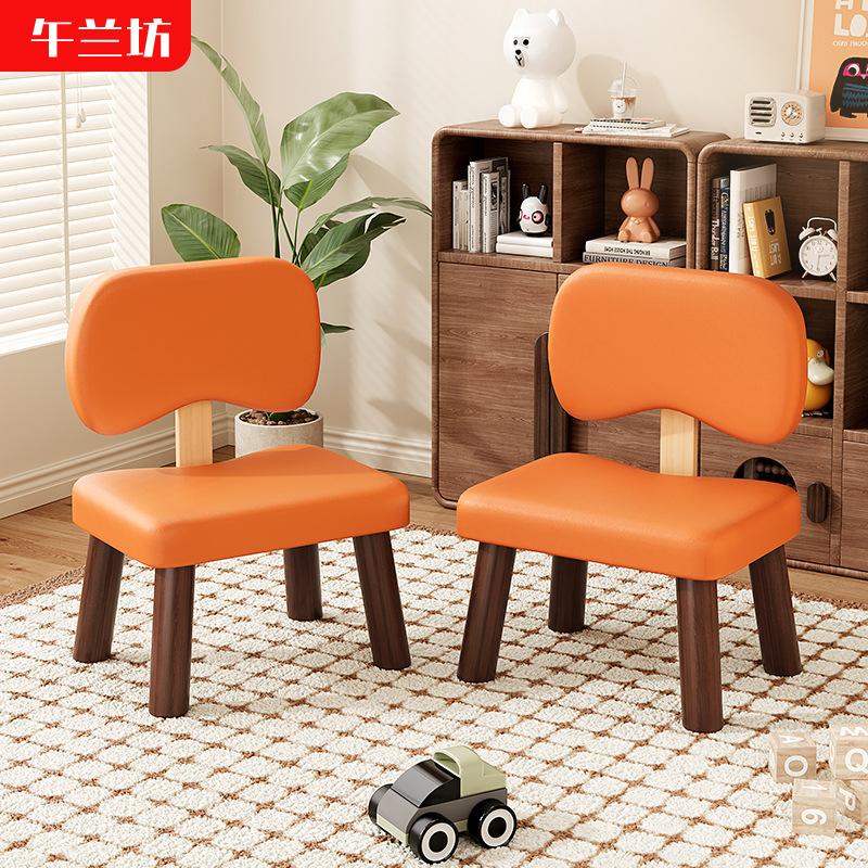 Adult Wooden Backrest Small Stool for Home Living Room Shoe Changing Small Low Stool Square Bench Chair Antique Style Soft Sofa Stool