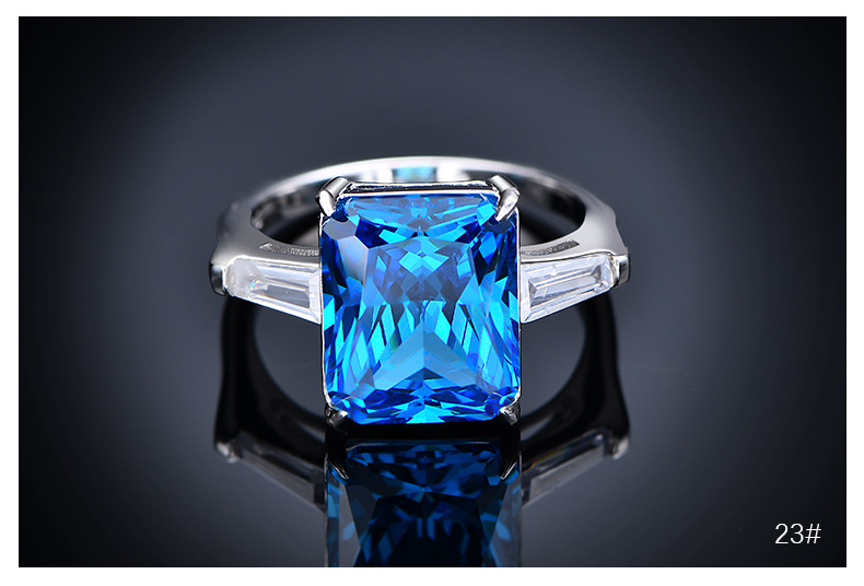 Fashion Geometric Sterling Silver Inlay Zircon Rings 1 Piece