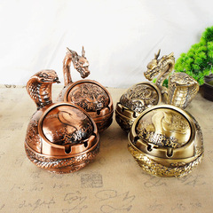 Metal Dragon Turtle Get Rich Immediately Lion King Puppy Peacock Lucky Pig Dragon and Phoenix Cup Lucky Ox Ashtray Tea Table Decoration