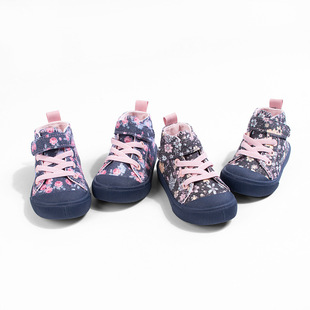 Spring and Autumn New Style Printed Children's Canvas Shoes with Velcro Straps, Casual Soft-Soled Children's Sports Shoes, Cross-Border Wholesale