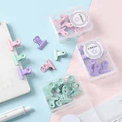 インスタイルマカロンカラー丸頭クリップ小さな新鮮なファイル金属製本クリップカラー箱入りアゲハクリップ請求書クリップ