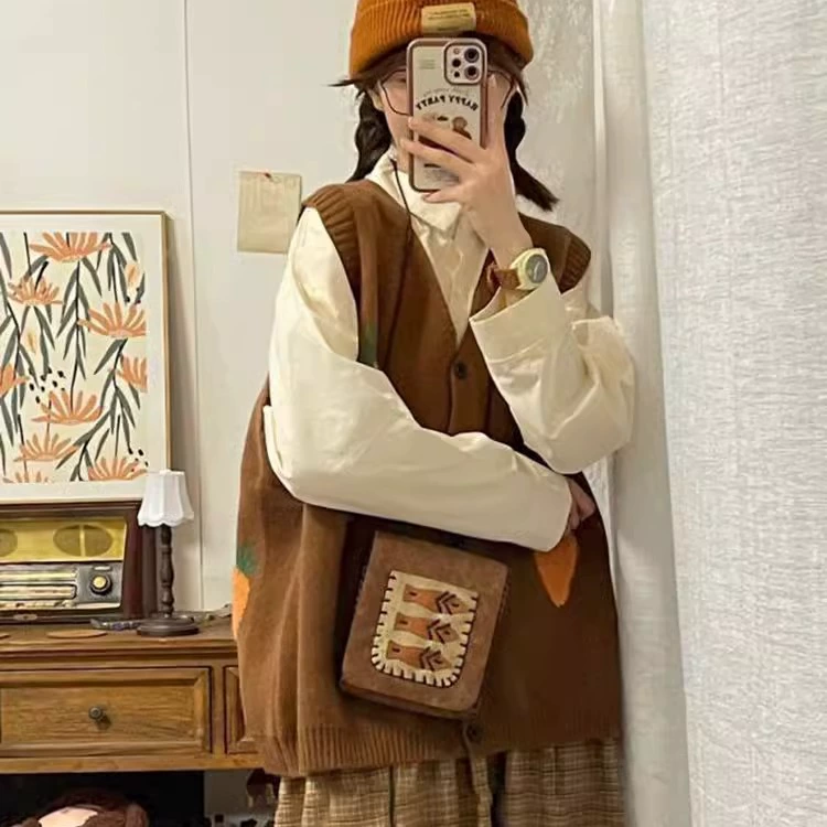 Оптовая продажа 130kg года, большие размеры, ленивый ретро вязаный кардиган, жилет, свитер, женская рубашка, топ, комплект