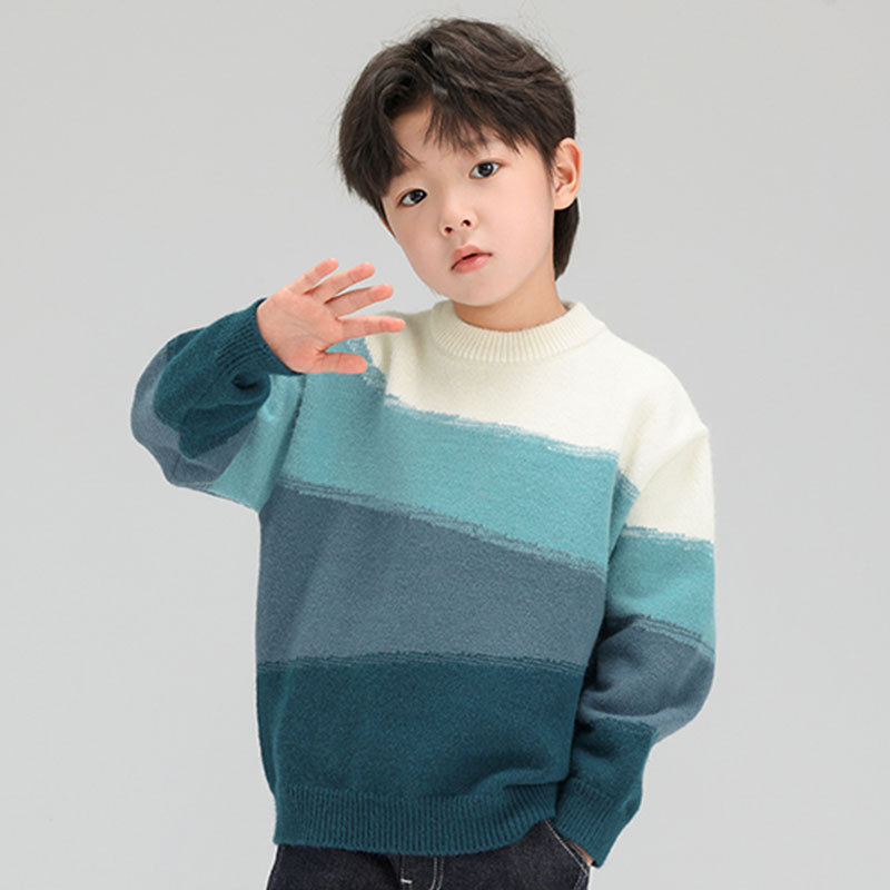 Knitted summer clothing, autumn children's fleece sweater for boys, for teenagers 2