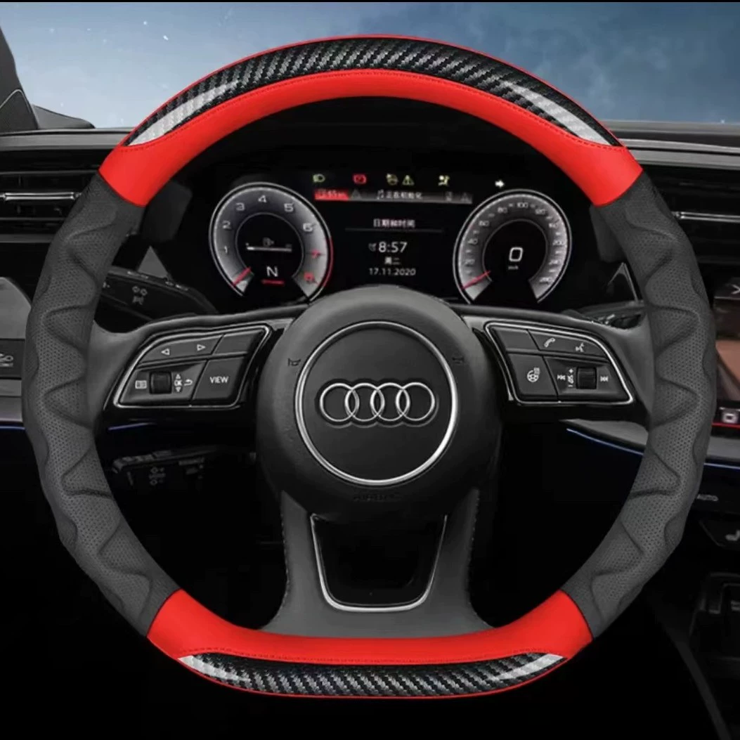 Чехол на руль салона автомобиля, мужской и женский четырехсезонный Универсальный спортивный нескользящий износостойкий дышащий чехол из углеродного волокна