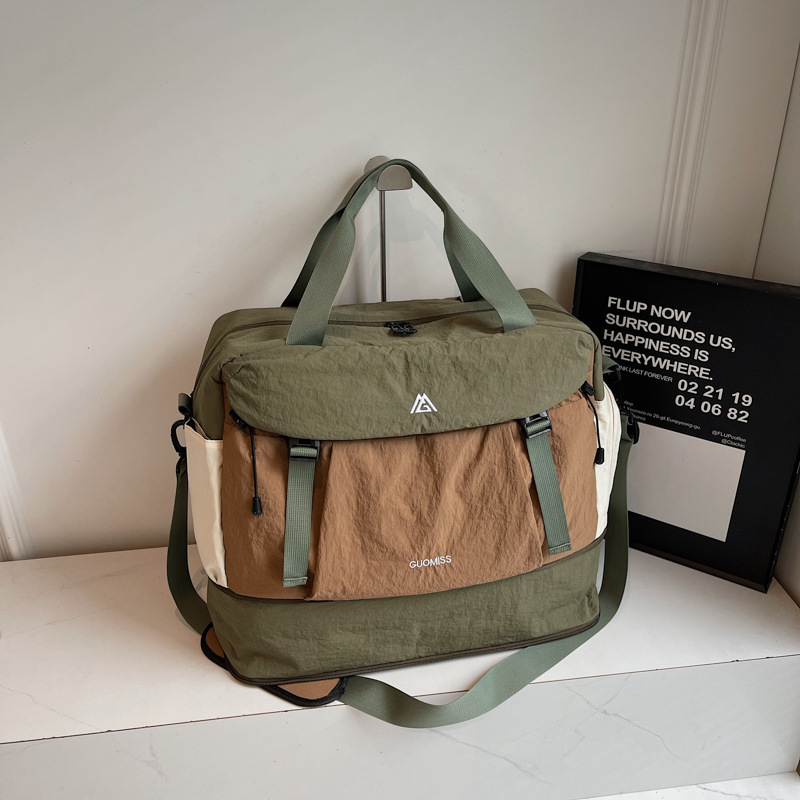 New Fashionable Portable Fitness Bag with Expandable Large Capacity, Short-Distance Travel Bag with Pull Rod and Dry/Wet Separation Luggage Bag