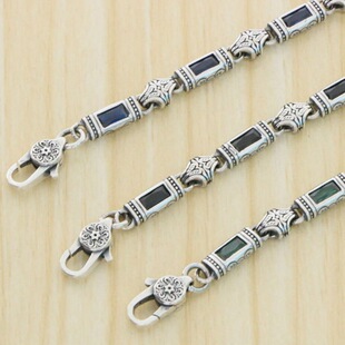 Turkish S925 Sterling Silver Diamond Bracelet for Men and Women, Silver Beads for Couples, Fashionable, Trendy, High-End Niche Necklace
