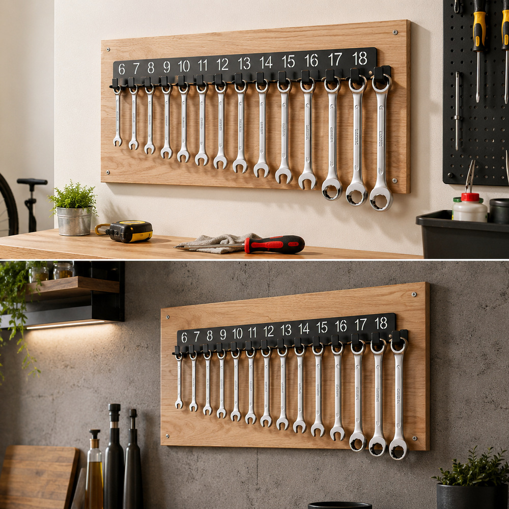 Cross-border Wall-mounted Wrench Tool Storage Rack Organizer Home...