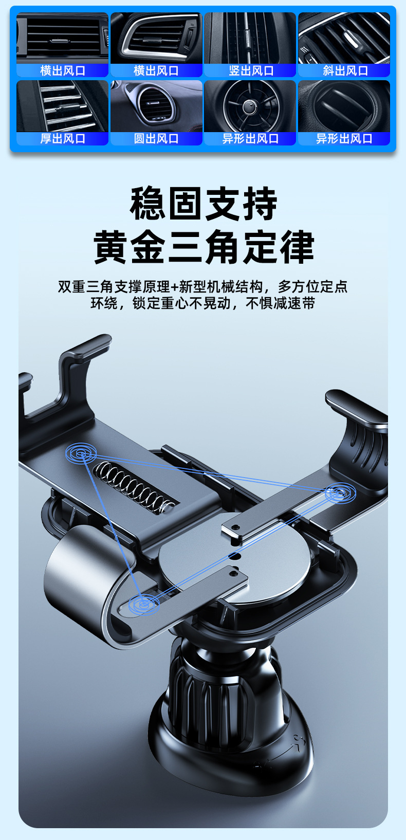 Car mobile phone holder air outlet mobile phone holder new aluminum alloy car navigation frame car mobile phone holder LOGO