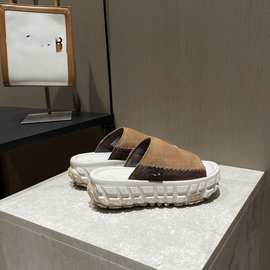 英伦夏季新款舒适露趾凉鞋休闲厚底轮胎底拖鞋一字拖鞋