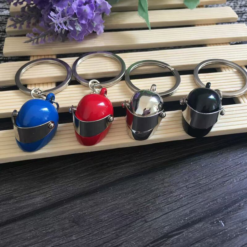 Creative Metal Motorcycle Helmet Keychain Small Gift Mini Simulation Small Toy Safety Helmet Factory Direct Sale