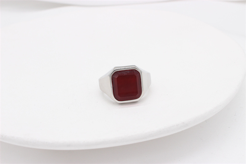 21g Weight Artificial Gemstones Inlay Material Rings Classification 1 Piece Quantity Holiday, Banquet Occasion Titanium Steel Material Square Pattern Men's Gender Inlay Design Simple Style Style Simple Style Square Titanium Steel Inlay Artificial Gemstones Men's Rings 11