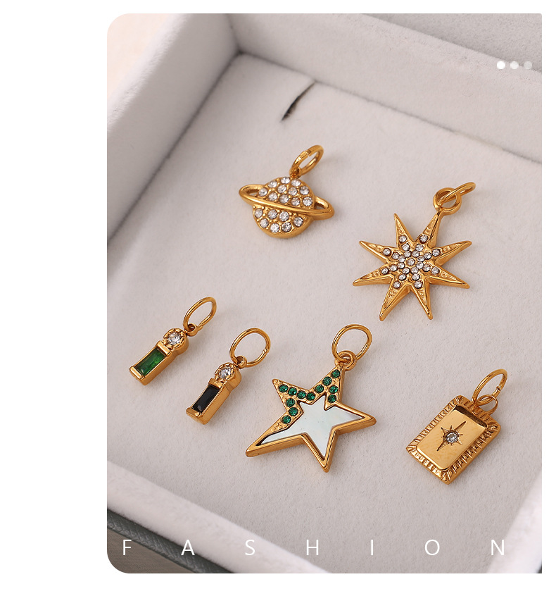 Crystal, Rhinestones Inlay Material 1 Piece 12.5mm 13.4mm 17.7mm 304 Stainless Steel Crystal Rhinestones PVD Coated Real Gold Plated Rainbow Star Lightning Polished Pendant DIY Ornament Accessories