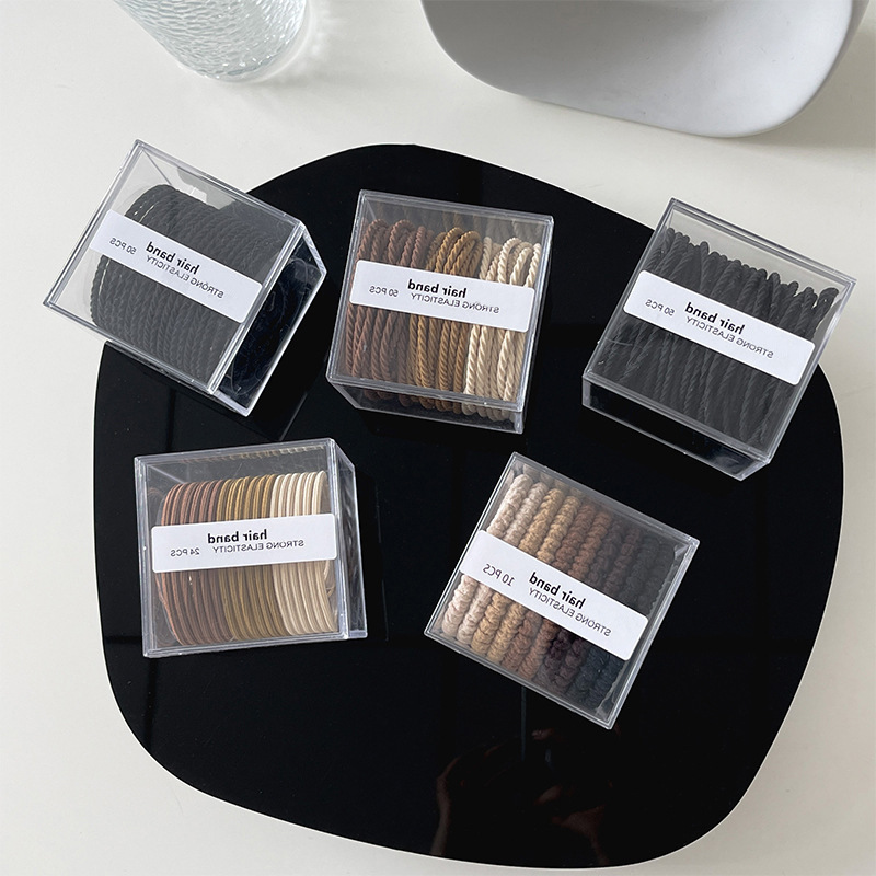 Serie de leche de color marrón de alta banda de goma elástica duradera cuerda del lazo del pelo de las mujeres cuerda de cabeza nueva toalla simple rollo banda de pelo cubierta de cuero