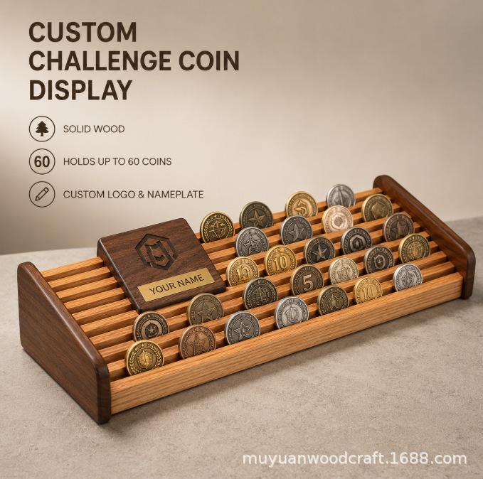 Wooden Coin Storage Rack Medal Challenge Coin Card Display Rack Multi-Layer Commemorative Coin Desktop Stand Storage Rack
